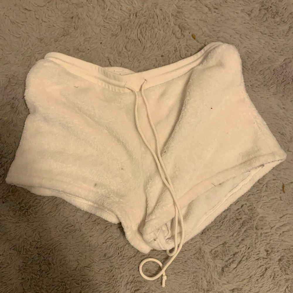 White Fuzzy Shorts